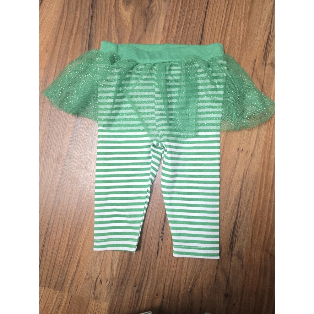 Disney Baby Girls Green White Striped Tutu Leggings St Patricks Day 6 Months